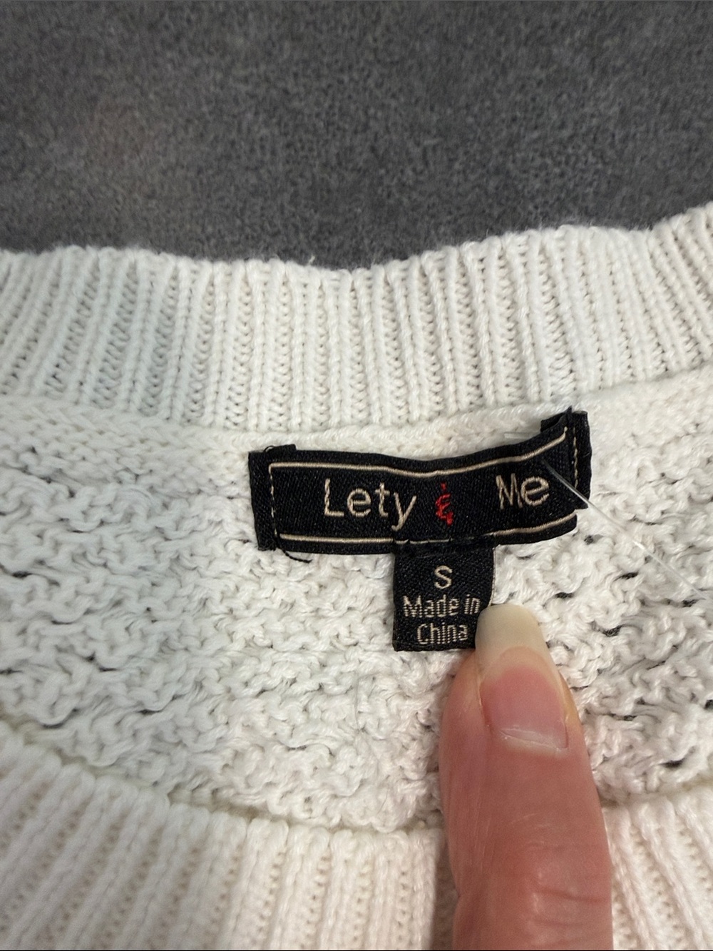 Lety & Me Josey Elbow Patch Cream Textured Crewneck Sweater S - Picture 5 of 16